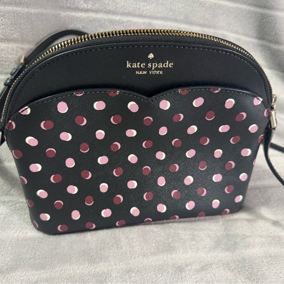 kate spade Handbags - Kate Spade Payton Dome Crossbody Fiesta Zip Polka Dots Bag Black w/ Pink/Purple